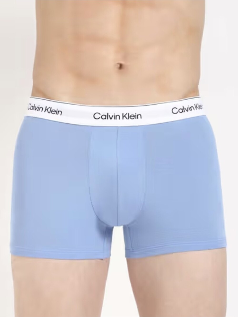 Calvin Klein Light Blue Stretch Cotton Boxer Briefs with White Logo Waistband